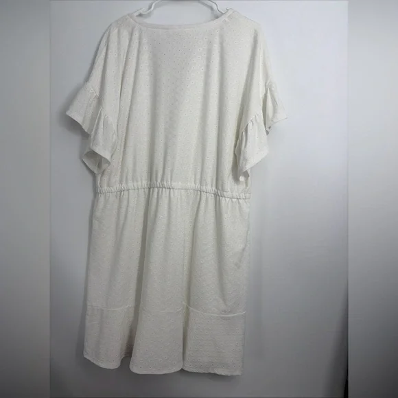 Michael Kors Plus Size 2X Dress Eyelet Lace Up Dress In White $140 - Picture 6 of 6